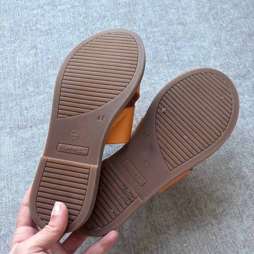 Genuine Leather Orange Sandals - Picture 4 of 5